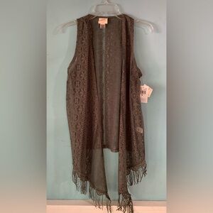 NWT Self Esteem olive green lace vest size M